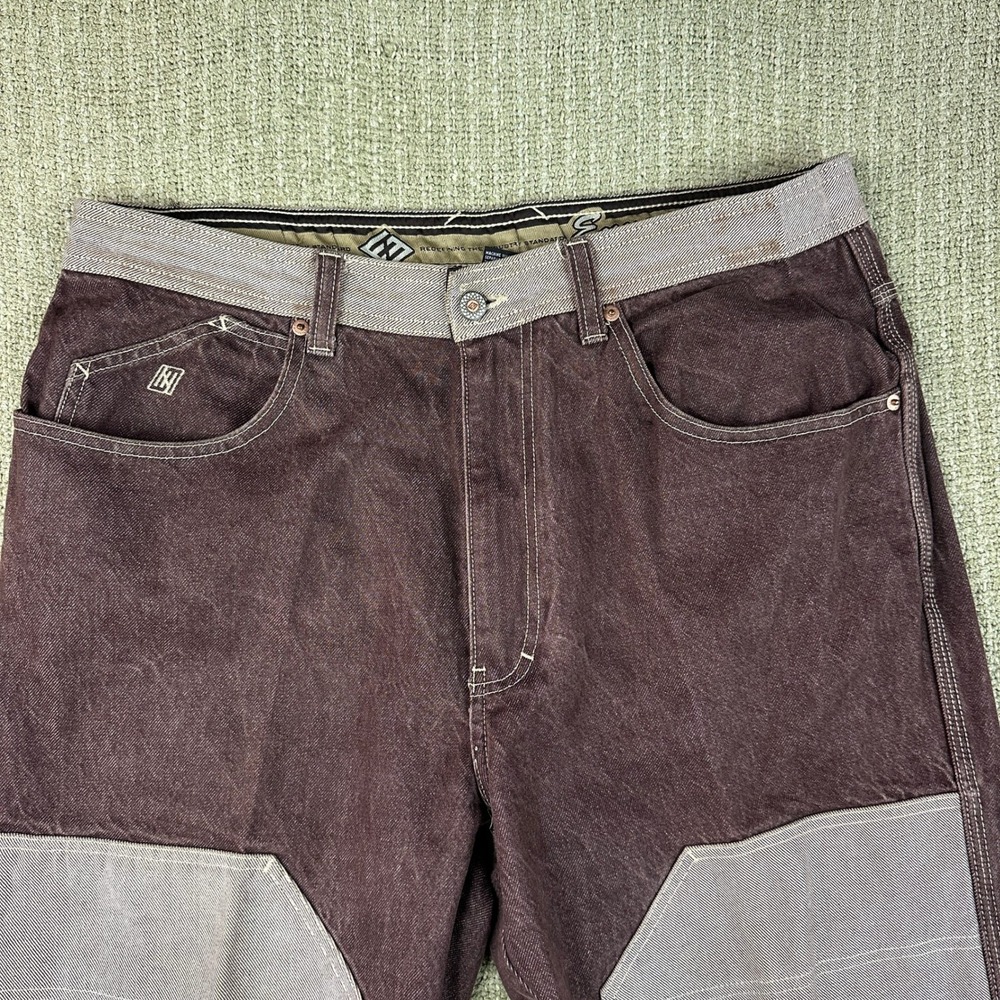 Vintage 90s Y2K Enyce Brown Carpenter Jeans Knee Patch 36x30 Hip Hop Streetwear - Picture 6 of 9
